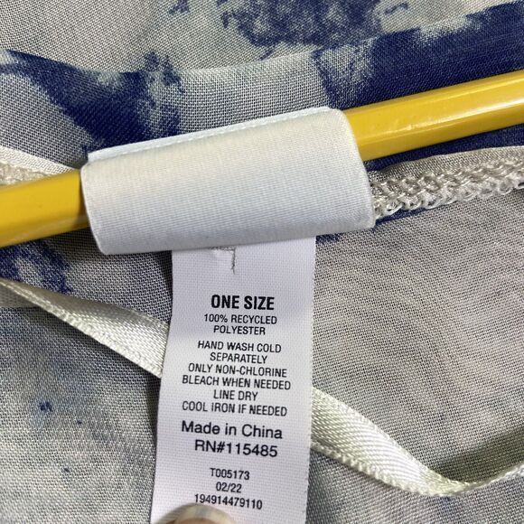 Sonoma Bathing Suit Cover Blue White Geometric Pattern Short Sleeve Sheer One Sz - Picture 4 of 9